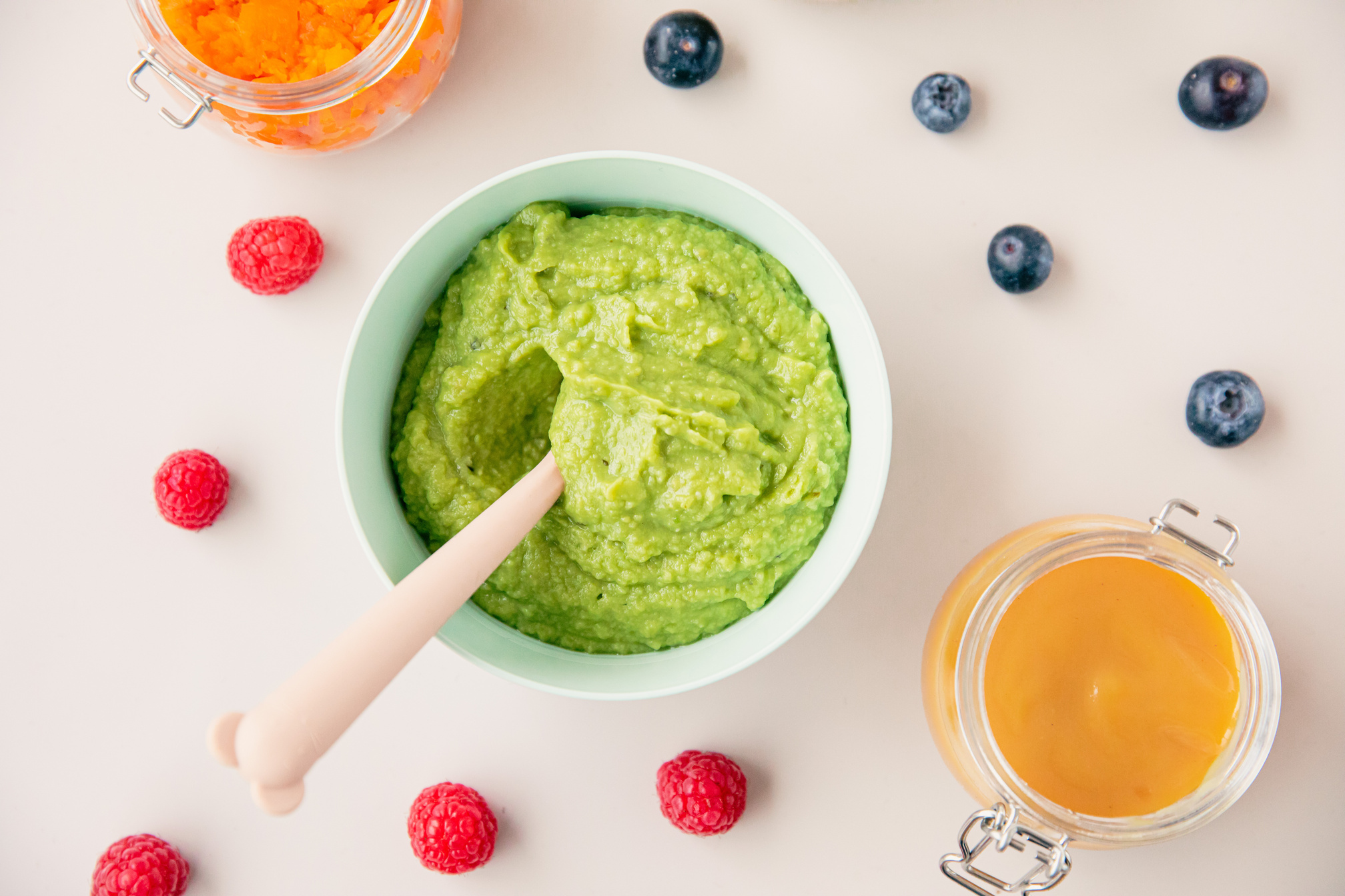 Mashed Baby Food and Fruits 